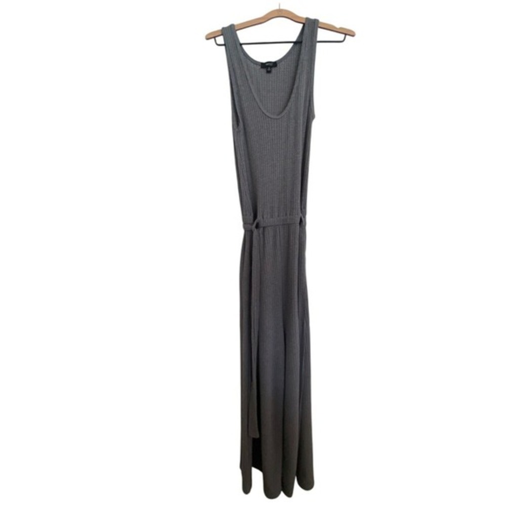 VERY J WOMENS GRAY WAFFKE KNIT MEDIUM ROMPER LOUNGE WEAR BELTED WIDE‎ LEG SIMPLE